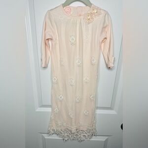 Baby Biscotti Gown Boutique Blush Pink Embroidered Lace Overlay 3-6M